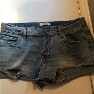 Free People shark bite jean shorts size 27
